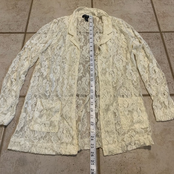Streetwear Society Cream Lace Open-Front Cardigan Jacket - L - Picture 5 of 5